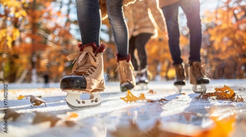 As the leaves change colors in the fall four friends race around the rink their breath visible in the crisp air.