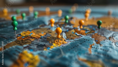 Market penetration strategy session, aggressive growth tactics, world map with expansion markers