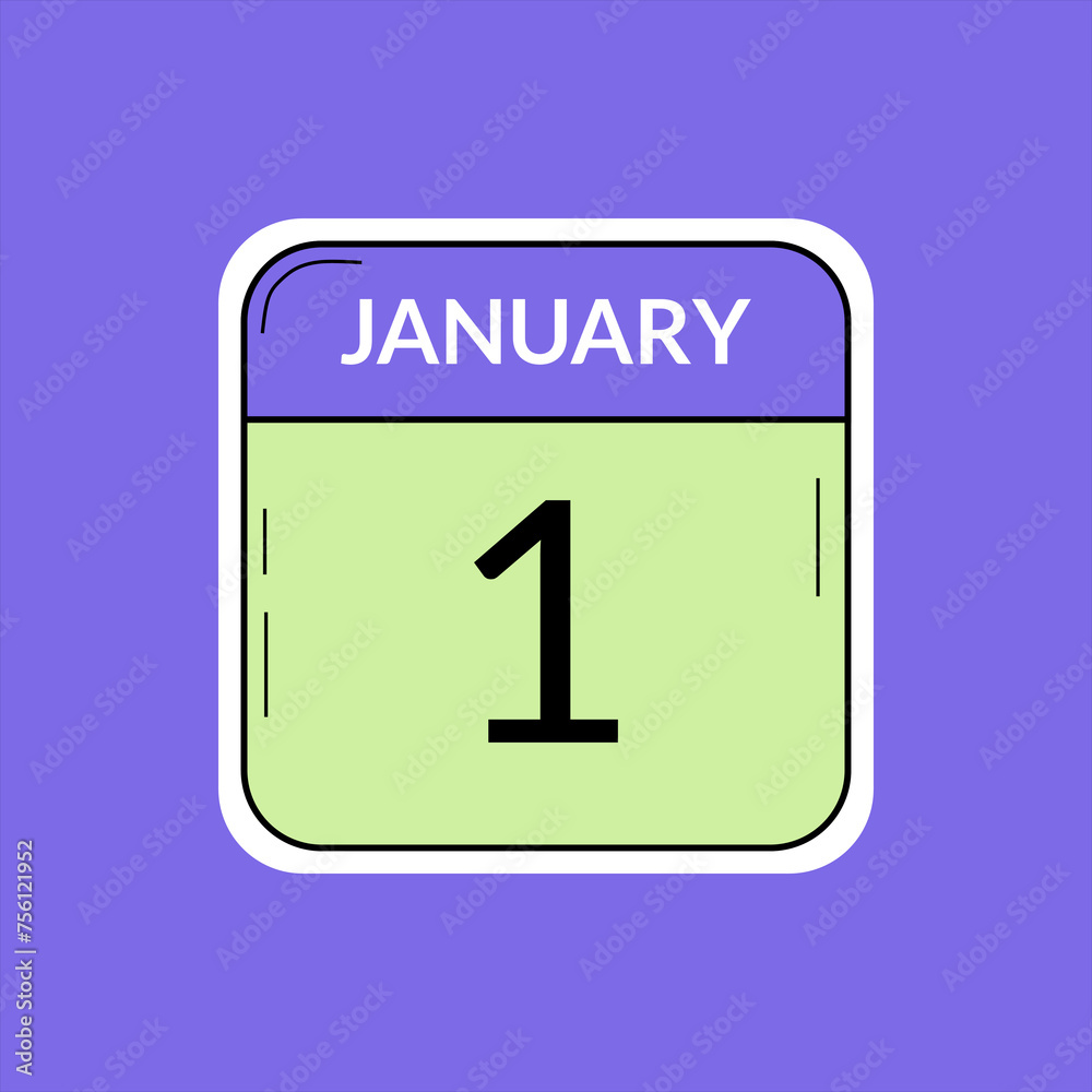 Simple calendar sticker and vector design style with colorful colors Simple calendar sticker and vector design style with colorful colors