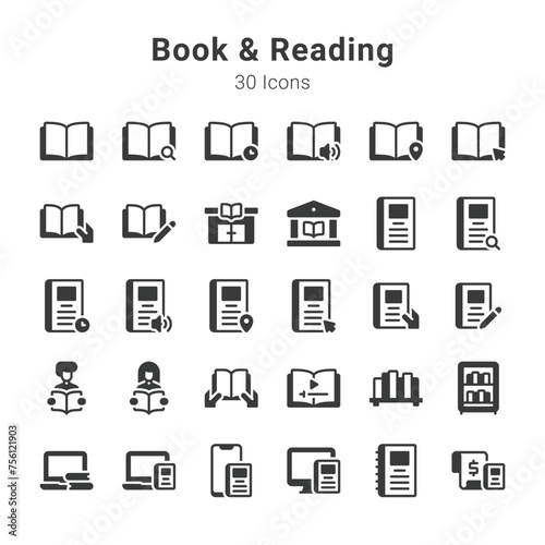 book and reading icons collection