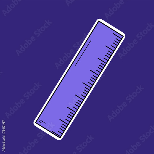 Vector design style straight ruler sticker in purple