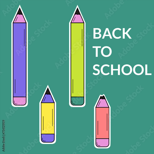 Collection of pencil stickers and colorful vector design styles