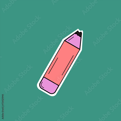 Broken pencil sticker simple and colorful vector design style