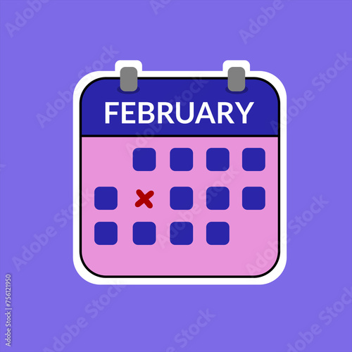 Simple calendar sticker and vector design style with colorful colors