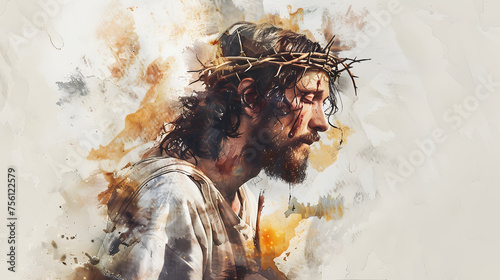 Jesus carries the cross on his shoulder
