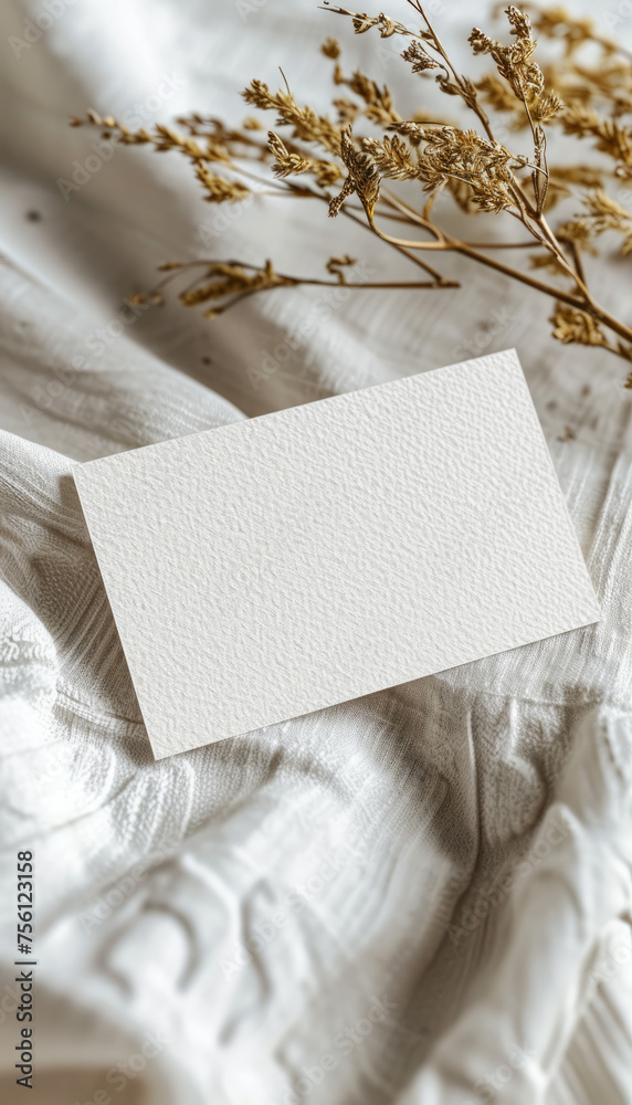 Mockup of blank business card with leaf decoration realistic Mockup of blank business card with leaf decoration realistic