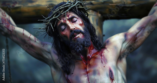 Jesus Christ is hanging on the cross