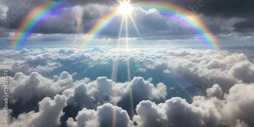 広大に広がる風景にかかる虹,generative ai photo