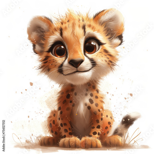 Cute Funny Cartoon Cheetah, Illustration for Children Book, Generative AI