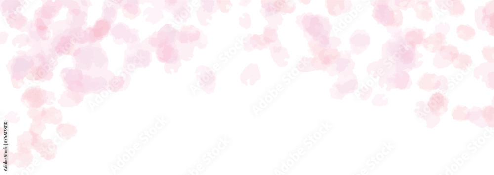 淡いピンクの水彩テクスチャの背景素材　春イメージ　横長