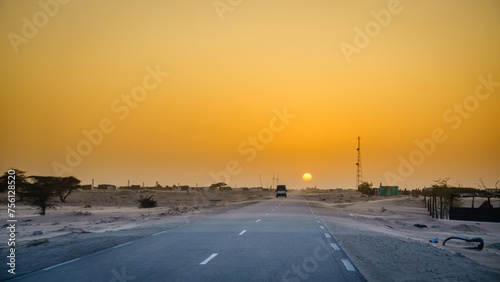 Sunset in Mauritanian desert