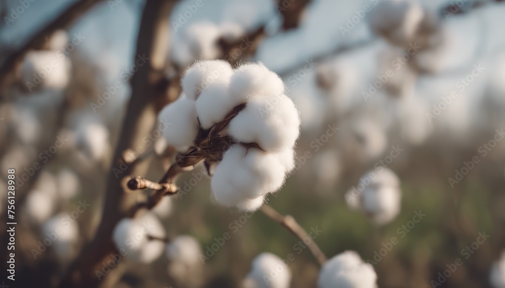 Taking cotton from the branch by a farmer Taking cotton from the branch by a farmer