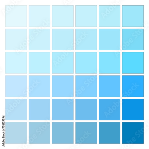 Shades of Blue Color Palette Grid. EPS 10.