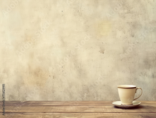 Minimalist Coffee Cup on Rustic Wooden Table
