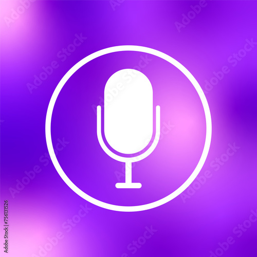 Microphone icon purple gradient. Audio recording technology. Podcasting voice symbol. Vector illustration. EPS 10.