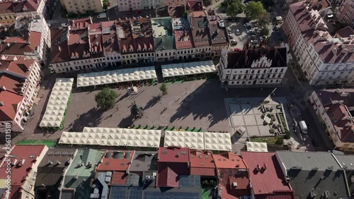 Beautiful Market Square Old Town Rzeszow Aerial View Poland