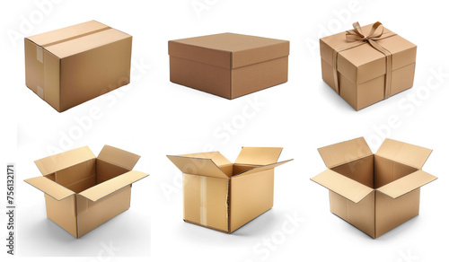 Set cardboard box on transparency background PNG  © Sim