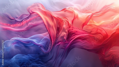 Liquid wave, red and blue, gradient background.