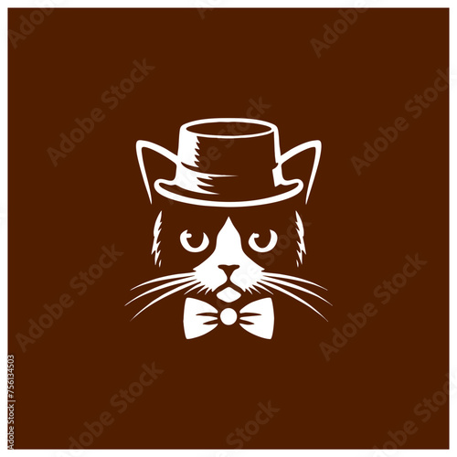 cartoon cat silhouette tophat