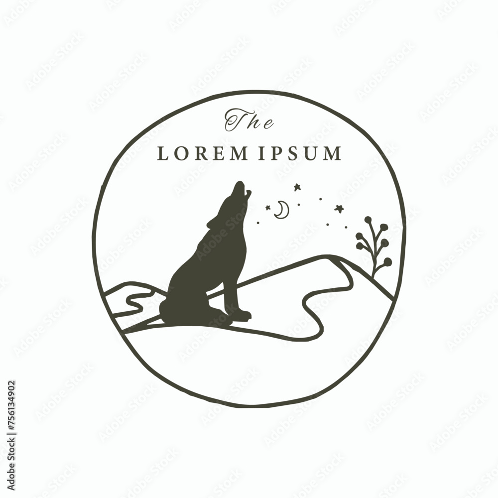 wild icon with fox,natural,leaf.Vector illustration for tattoo,accessories and interior