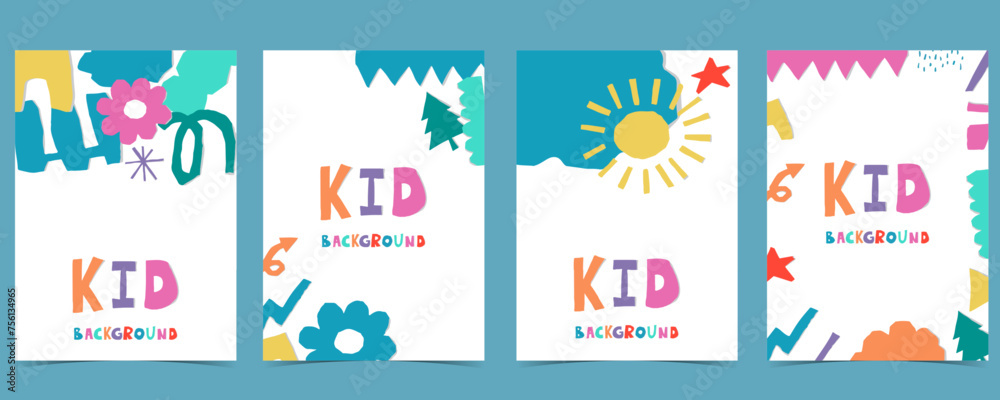 shape paper cut out background with colorful.illustration vector for a4 vertical kid design