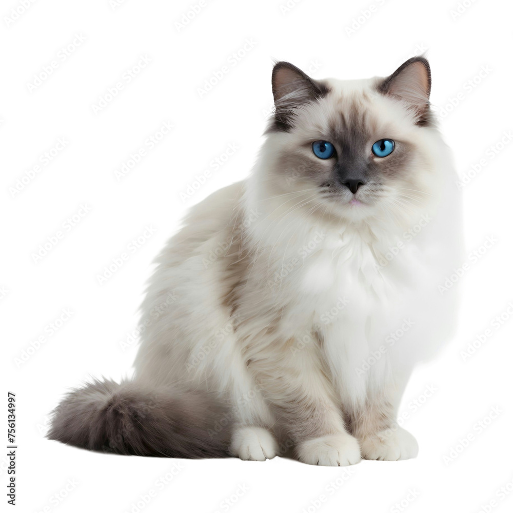 Ragdoll cat isolated on PNG transparent background Ragdoll cat isolated on PNG transparent background