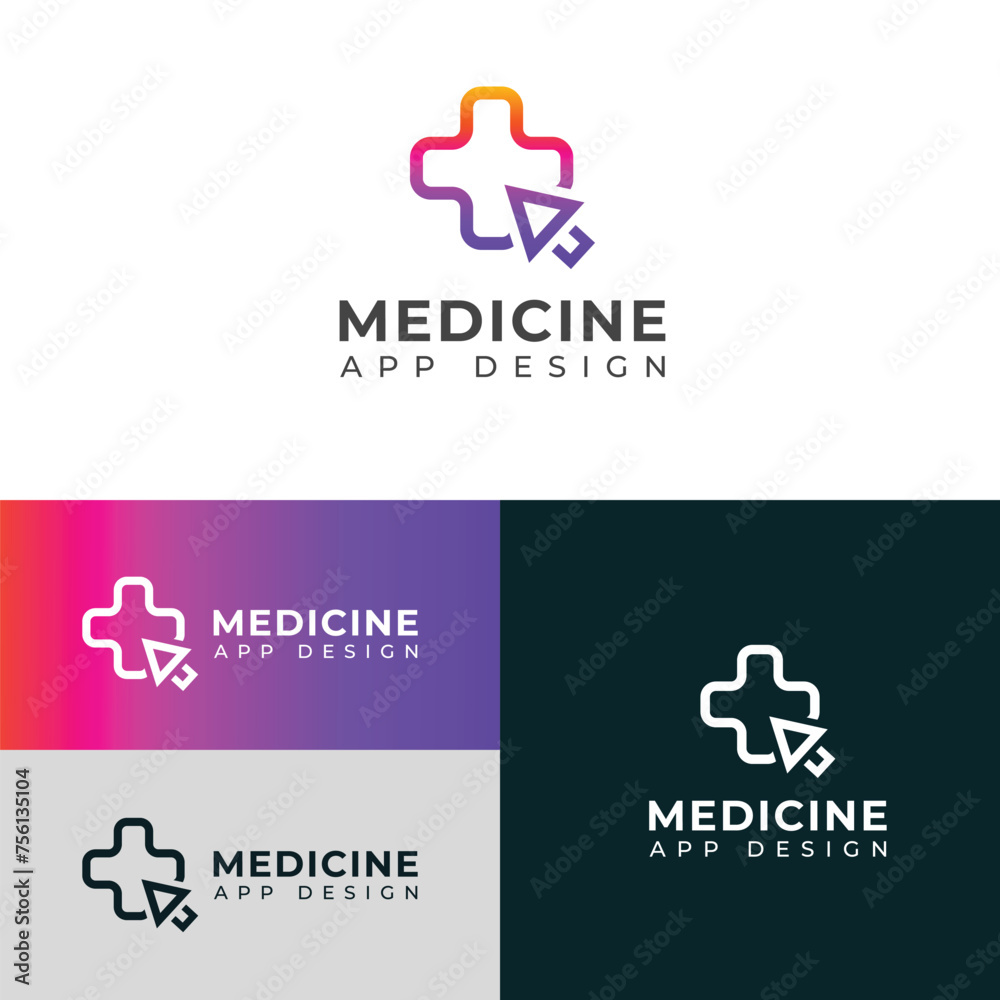 Ceative medicine app vector logo. Ceative medicine app vector logo.