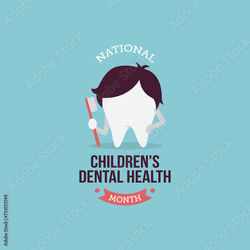 National children dental health month vector illustration. National children dental health themes design concept with flat style vector illustration. Suitable for greeting card, poster and banner.
