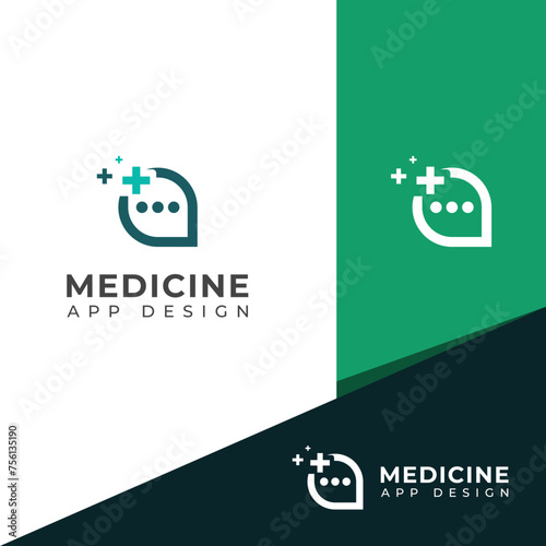 Creative medicine app logo. Craetive Healthcare medicine consult logo design template.