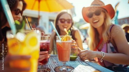 Friends Enjoying Summer Drinks Outdoors