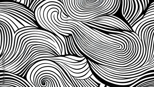 black and white swirly seamless lines pattern photo