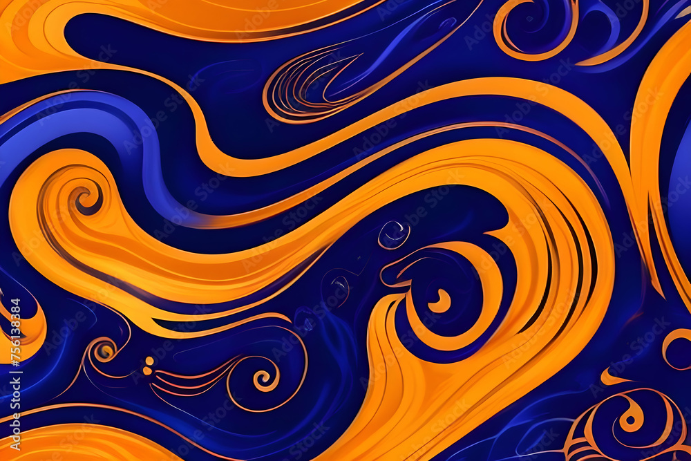 Fototapeta premium Abstract blue and orange swirly texture pattern wallpaper background overlay high quality