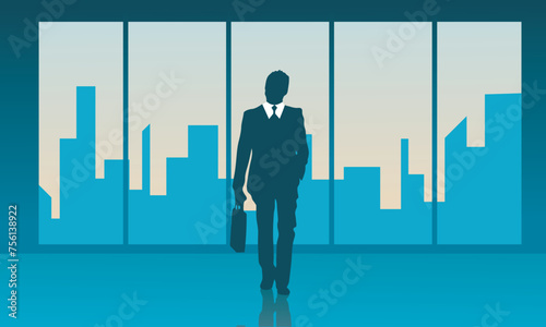 Business executive concept with office view
