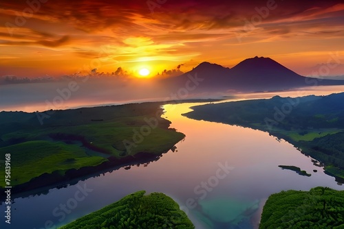Sun Sets Indonesia Atmosphere Colorful Sunset, Background Images And Pictures Generative AI