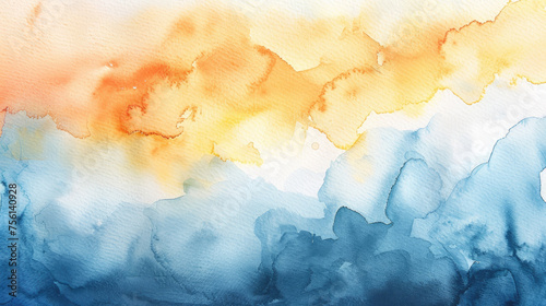 Yellow  peach and blue abstract watercolor background for graphic design  banner and template. Multicolor watercolor texture