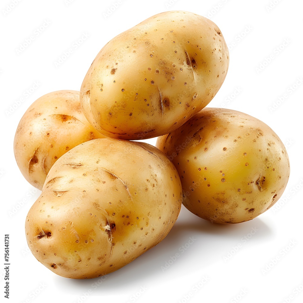 Raw potatoes on white background Raw potatoes on white background