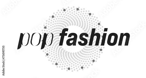 Monochrome Experimental Flat Style, Pop Fashion Typgraphy in lowercase with Swirling Circle, Banner Illustration photo