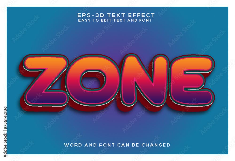 Obraz premium Zone colorful 3d text effect