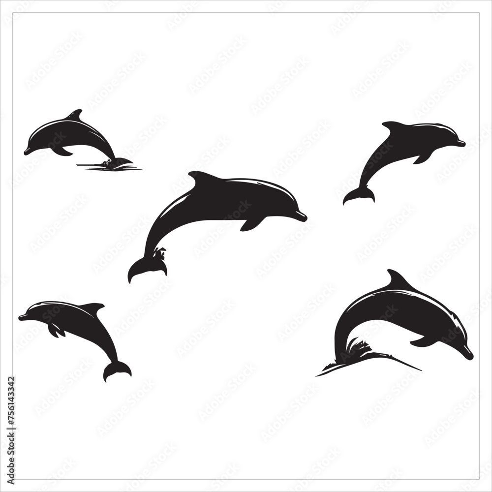 Naklejka premium Jumping dolphins isolated on white background