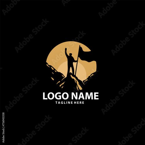 mountain climber flag logo design