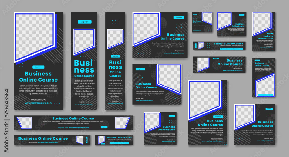 Simple and modern online business course ad designs with a place for ...