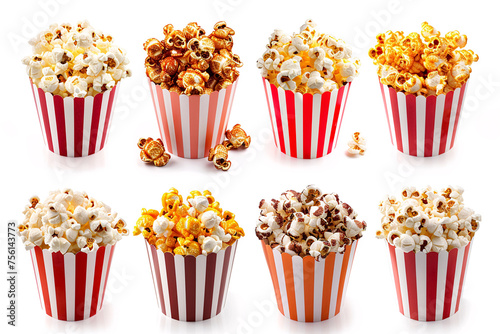 popcorn isolated on white, Rich collection of popcorn, isolated on white background
