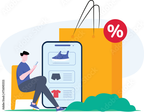Shopping Online Illustration concept Flat illustration isolated on white background