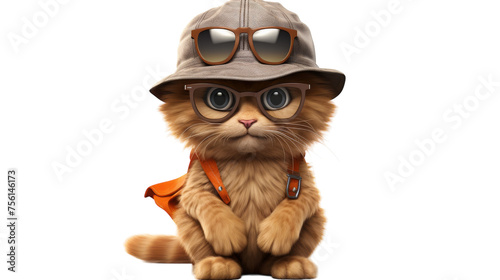 Mischievous 3D Cartoon Cat Wearing Sunglasses Vector Illustration  Transparent Background PNG