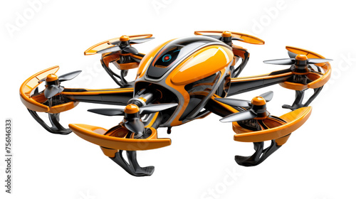 Futuristic 3D Cartoon Drone with Propellers Vector Illustration, Transparent Background PNG