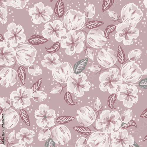 Wallpaper Mural Floral Pattern Flower Blossom Spring Illustration For Fabric Textile Design Print Torontodigital.ca