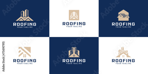 collection of logo designs for house roofs, building roofs, architecture, real estate, residential houses