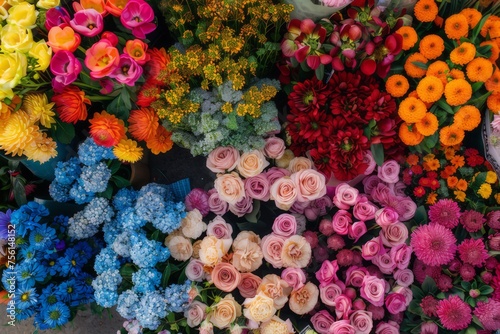 Image of a colorful farmer s market flower stand.