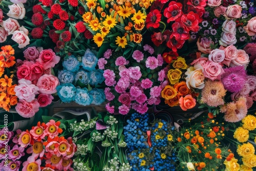 Image of a colorful farmer s market flower stand.