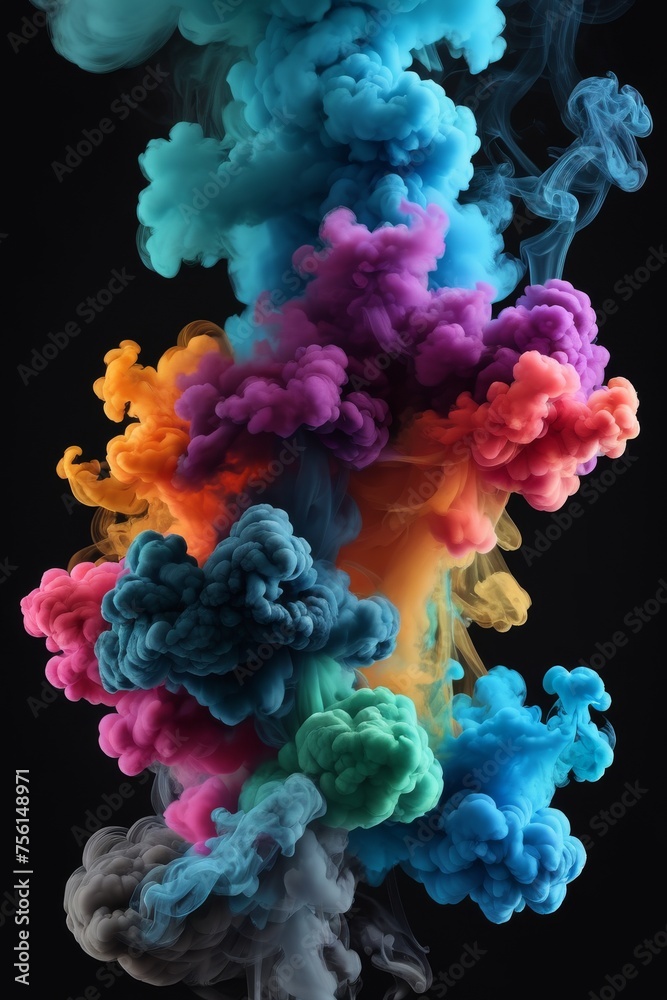 Fototapeta premium Multicolour Dense Smoke on a Dark Background
